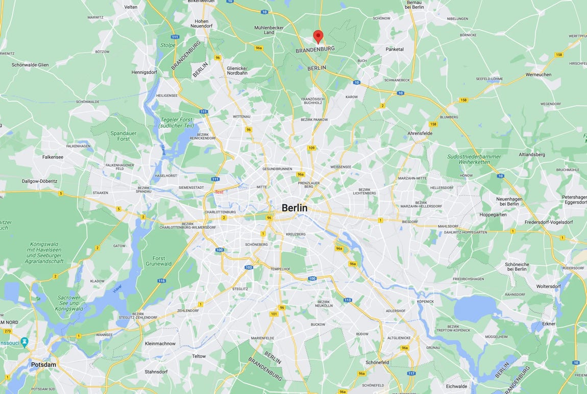 Lage Schönerlinde — direkt nördlich der Berliner Stadtgrenze